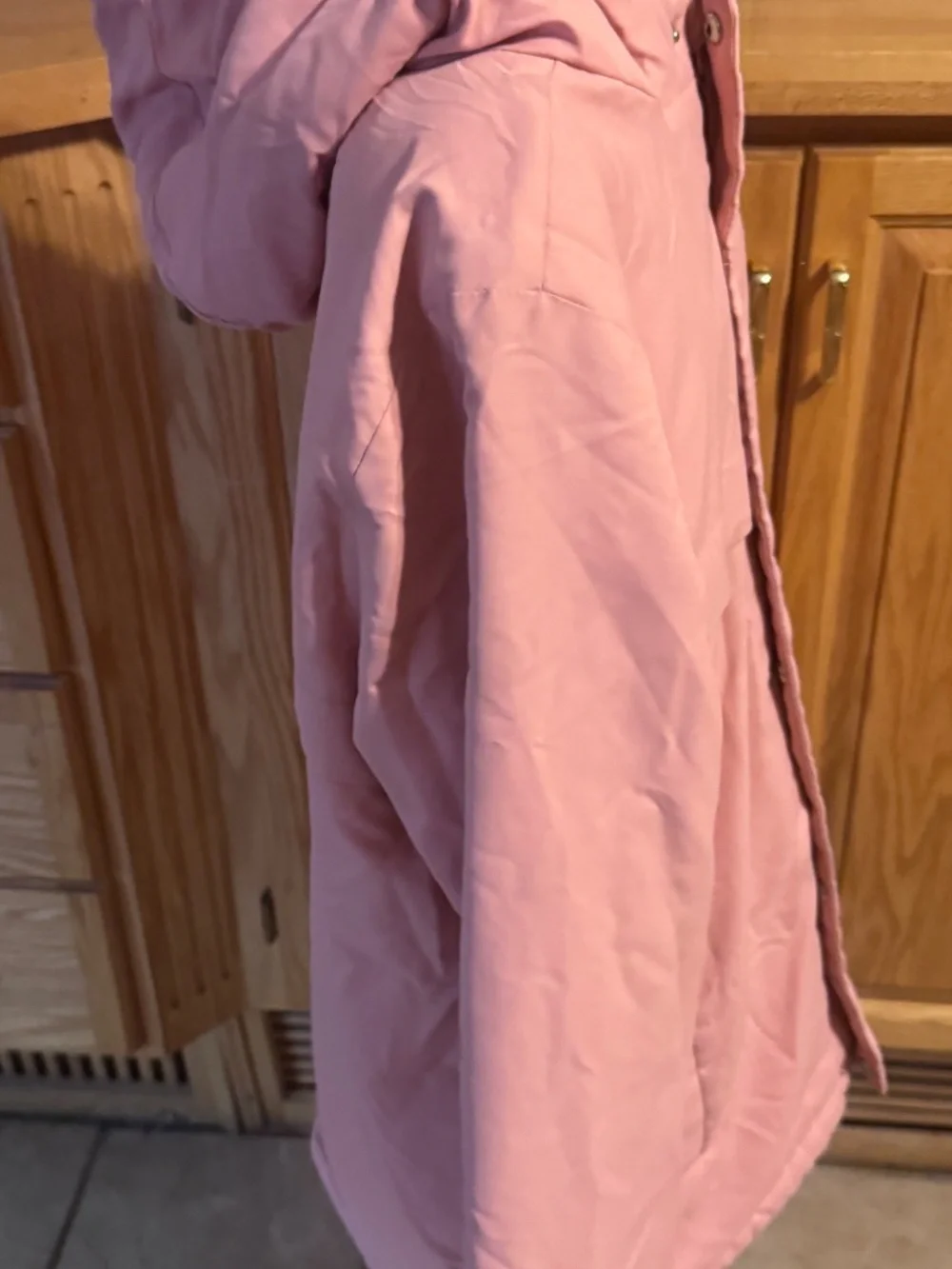 Cat & Jack Girls Blush Pink Warm Winter Coat Large Faux Fur Lined Classic Casual